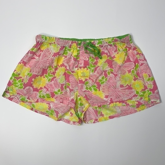 Lilly Pulitzer Floral Butterfly Shorts Stretch Pull On Size Small - Picture 1 of 9